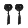Black heart sequin tassel pasties sexy intimate accessories for adult party romantic fun. - Black Tassel Nipple Covers