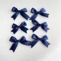 Dark blue satin hair bow clips, elegant ribbon hair accessories set for women and girls. - Navy Blue Bow Hair Clip (Single Piece)