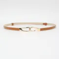 Dames mode dun lakleer taille riem met gouden haak gesp voor mooie jurk accessoires - camel