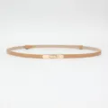 Women thin leather belt in camel color with gold buckle for dress sweater suit styling - Apricot