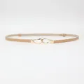 Slanke lakleren riem voor dames, chique kaki kledingriem met gouden haakgesp voor jurken en outfits. - Abrikoos
