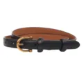 Classic women black leather belt with golden horseshoe buckle stylish jeans accessory - Black