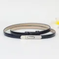 Slanke dames lakleer riem elegante donkerblauwe tailleband met zilveren metalen gesp accessoire - Blauw Zilveren Sluiting