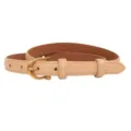 Women stylish casual genuine leather belt with gold horseshoe buckle for daily jeans wear - Apricot