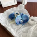 Elegant large blue orchid flower hair claw clip in silk fabric for holiday hairstyles - Hair Claw / Blue