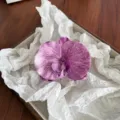 Large purple wrinkled fabric orchid flower hair claw clip for elegant floral hairstyle - Duckbill Hair Clips / Rose Red