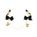 Adult metal nipple clamps with black bows and golden bells, alternative teaser toy for women. - Black