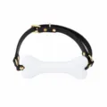 Collier de gag d'os en silicone cuir noir jouet adulte variante de couleur noir - Noir