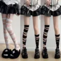 Y2K punk bandage socks leg warmers subculture gothic hosiery for women black white var - 3 Pairs Pack / White + Black