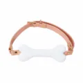 Collier en cuir rose avec baille-bouche en silicone blanc pour jeux de role et BDSM. - Rose