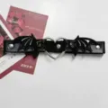 Gothic punk black leather leg garter with bat wings and heart ring for Harajuku Lolita Y2K. - Standard Style - Black Little Devil Leg Ring