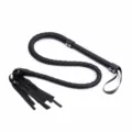 Black PU leather braided long whip snake whip for cosplay costume party and performance props - 1.2m / Black