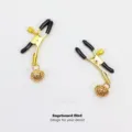 Gold metal nipple clamps with hollow bell pendants, adjustable design for adult intimate fun. - Gold Alligator Clip with Palace Bell