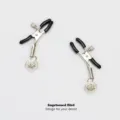 Metal nipple clamps with soft silicone tips and hanging bell pendants, adult novelty toys. - Silver Alligator Clip with Palace Bell