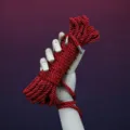Red shibari bondage rope set with metal ends for Japanese rope art and knotting crafts. - Silk Cord / 10M with Metal Tip / Burgundy
