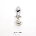 Silver metal plug with crystal base and bell charm for adult intimate toy style item. - Silver Metal Plug with Bell, 1.8 cm