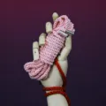 Colored silk bondage rope, pink and red decorative craft cord for Japanese art display. - Silk Cord / 5M with Metal Tip / Pink