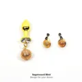 Gold metal adult plug and nipple clamps set with hollow bell charms and clear crystal. - Gold Figure-8 Clamps and Metal Plug, 2.2 cm