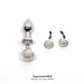 Silver metal adult plug and bell nipple clamp set for intimate play and romantic design. - Silver Figure-8 Clamps and Metal Plug, 2.2 cm