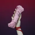 Pink and white striped bondage rope decorative silk cord for Japanese shibari knotting - Silk Cord / 10M with Metal Tip / Pink