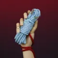 Shibari bondage rope set, light blue decorative craft rope with metal tips for art knotting. - Silk Cord / 5M with Metal Tip / Blue