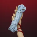 Light blue shibari bondage rope set with metal tips for artistic knotting and decoration. - Silk Cord / 10M with Metal Tip / Blue