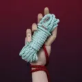 Shibari bondage rope set colored silk rope Japanese art craft meditation knotting rope 1pc - Silk Cord / 5M with Metal Tip / Mint Green