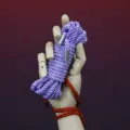 Colored silk rope set for Japanese shibari bondage art with metal tips and tutorial guide. - Silk Cord / 5M with Metal Tip / Purple