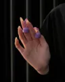 Purple bell nipple clamp for couple dating, cute sound design flirting novelty toy accessory. - Purple