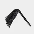 Frusta flogger in pelle nera giocattolo bondage sensuale accessorio di addestramento. - Frusta Flogger / Nero