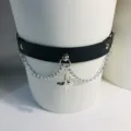 Punk Y2K Black Leather Thigh Garter Chain Star Pendant Gothic Leg Ring Accessory - Double Star Leg Garter / Black