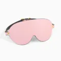 Mascherina per gli occhi in pelle rosa con dettagli dorati, ideale per privazione sensoriale. - Mascherina per occhi sexy / Rosa
