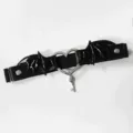 Goth Leg Garter Black Bat Wings Heart Key Ring Y2K Punk Lolita Thigh Strap Variant - Pendant Style - Little Devil Leg Ring, Black