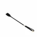 Black leather SP riding crop whip, 54cm long 3.7cm wide adult practice tool with wrist strap. - Black Horse Whip 1