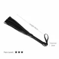 Black leather flogger whip for BDSM practice and costume party props, length 44cm. - Black Flogger Reinforced Version 1