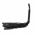 Black PU leather flogger whip with 16cm handle and 32cm tassels for adult practice. - Black Flogger Simple Version 1