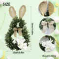 Detailed views of Easter bunny wreath showing burlap bow and hydrangea flower textures - 25x7x50cm / White Ear Rabbit