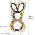 Handcrafted Easter bunny wreath decorated with colorful eggs and burlap bow home decor - Foldable Bunny Style A