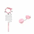 Rosa Glockenhalsband Leine und flauschige Handschellen Set fur erwachsene Paare. - Drei-Glocken Choker mit Leder Handschellen Set / Rosa
