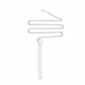 White leather pet leash with metal chain hardware, durable strap for walking and styling accessories. - White Leash