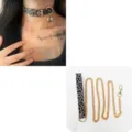 Punk style leopard print choker necklace with gold chain, gothic y2k neck jewelry accessory. - Collar And Leash / Gray