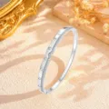 Elegant silver-tone rhinestone pave bangle bracelet, minimalist chic jewelry gift for women. - Starry Sky Rhinestone Bangle / Silver