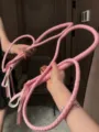 Frusta in pelle intrecciata PU rosa lunga frusta da equitazione cosplay frusta costume fitness - Rosa Lunga Frusta 1.9m
