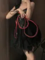 Frusta in pelle intrecciata nera e rossa accessorio cosplay frustino equitazione nero - Rosso e Nero Lunga Frusta 1.9m