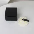 White peony shaped low temperature aromatherapy massage candle with black gift box packaging - White with Peony Embroidery