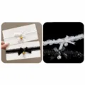 Lace bow choker necklace with cute bell, sweet style lolita black and white accessories. - Four-Piece Set