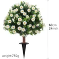 Artificial daisy bush with outdoor ground stake, 60cm height, 24 inches tall decoration - Daisy Ground Stake Tree / White