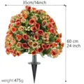 Artificial rose flower arrangement with stake for garden decoration 60cm total height - Sunset Red