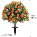 Artificial 24-inch flowering garden stake tree for outdoor lawn decoration - Daisy Ground Stake Tree / Orange