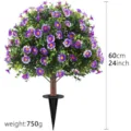 60cm Artificial flowering garden stake tree with purple daisies for outdoor decor - Daisy Ground Stake Tree / Purple